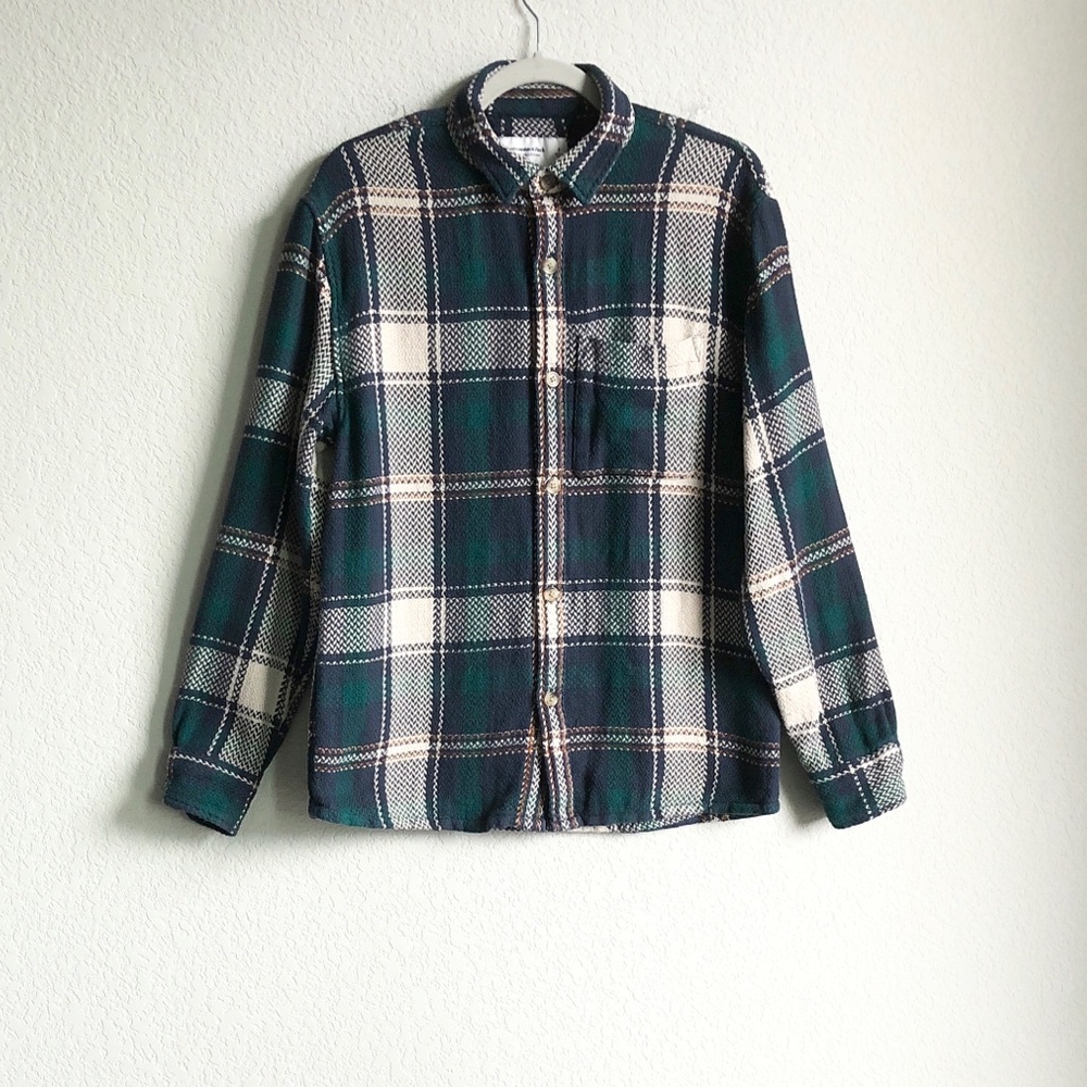 Abercrombie and Fitch Mens Cotton Long Sleeve Flannel Blue Green Plaid